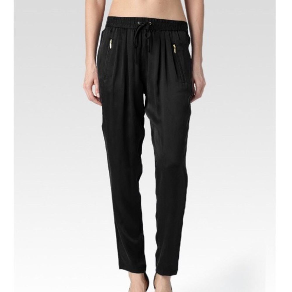Paige Shani Silky Pull on Drawstring Joggers Pants Lightweight Pockets Size S